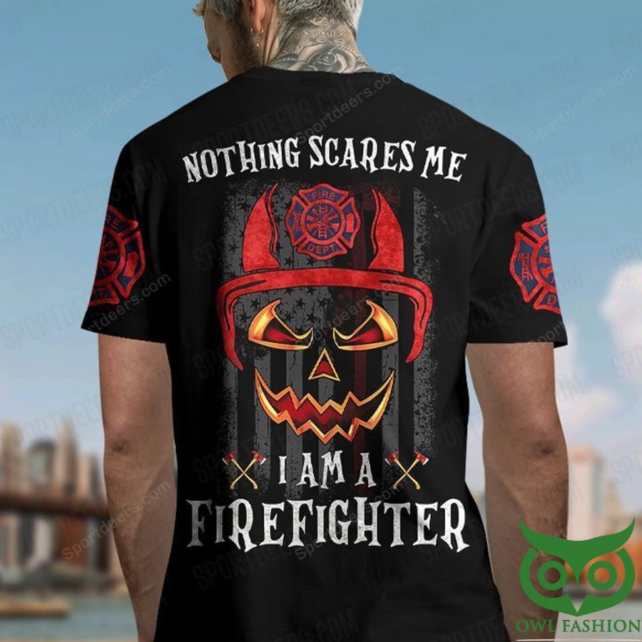 FIREFIGHTER NOTHING SCARES ME Horror Pumpkin 3D T-shirt