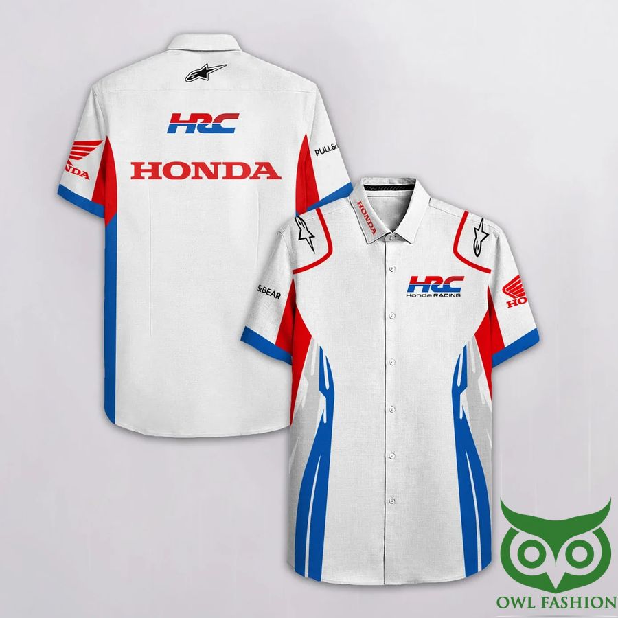 Honda HRC Limited Edition White Blue Red Hawaiian Shirt