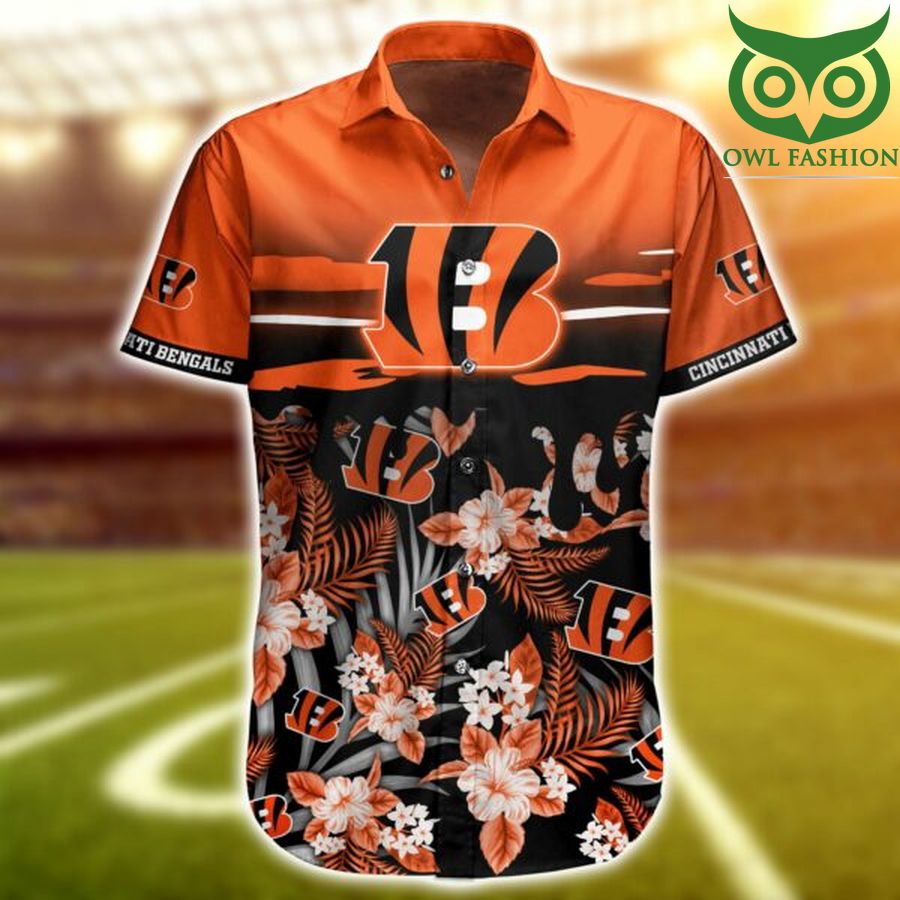 NFL Cincinnati Bengals tropical orange and black Hawaiian Shirt