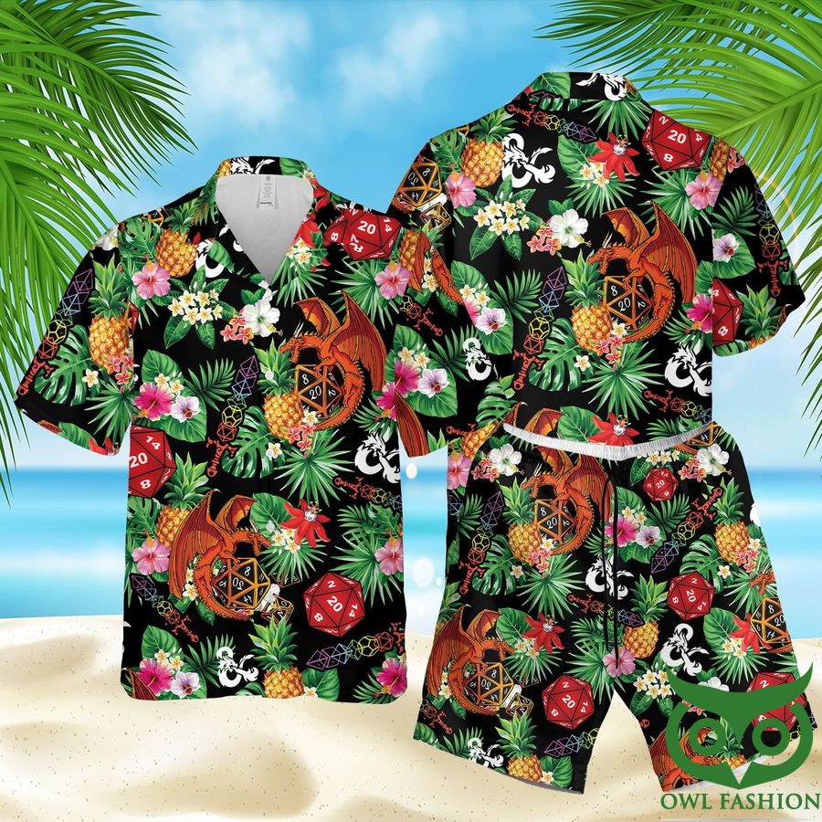 Dungeons and Dragons Summer Black Green Hawaiian Shirt Shorts