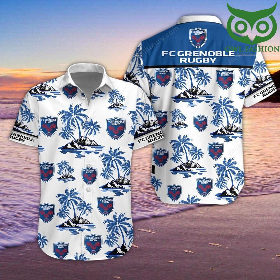 FC Grenoble Rugby Hawaiian Shirt Hawaiian Shirt Shortsleeve summer