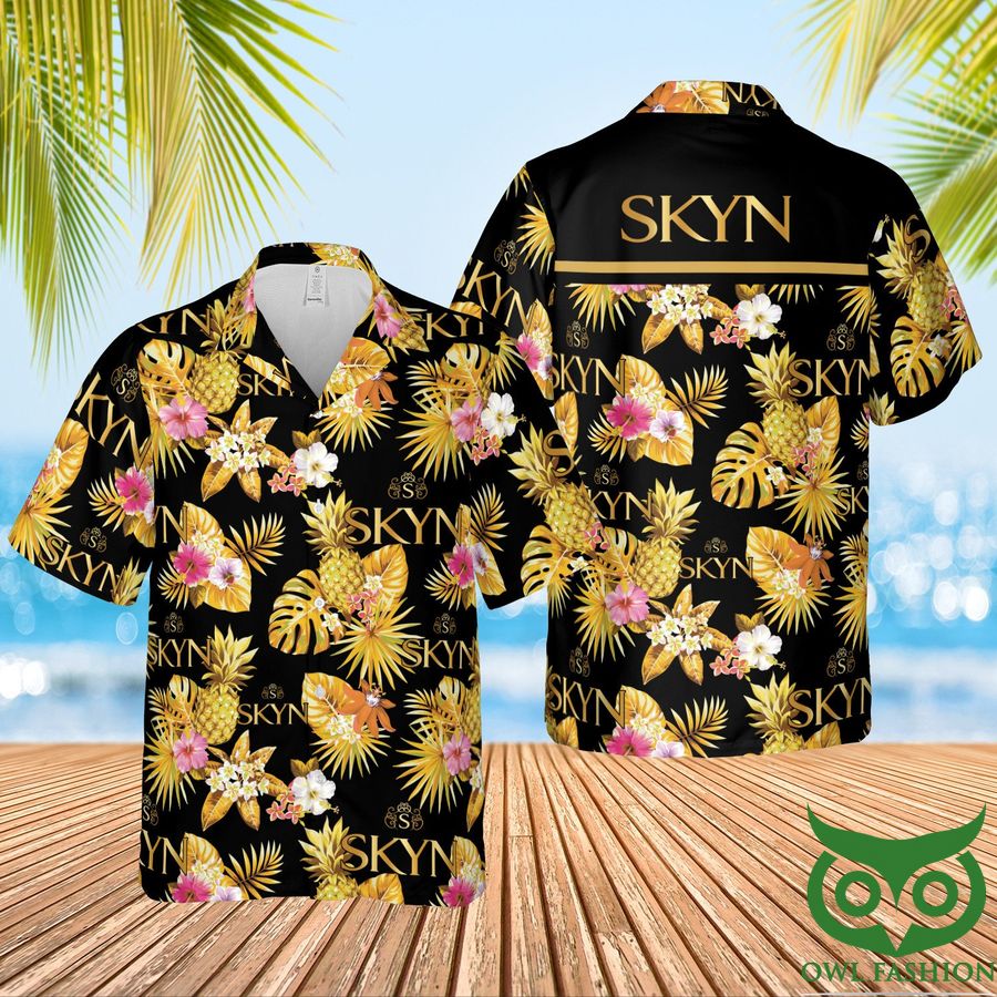 SKYN Condoms Black and Golden Hawaiian Shirt 