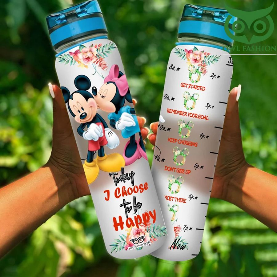 Minnie kisses Mickey I will never be too old for Disney Water tracker bottle
