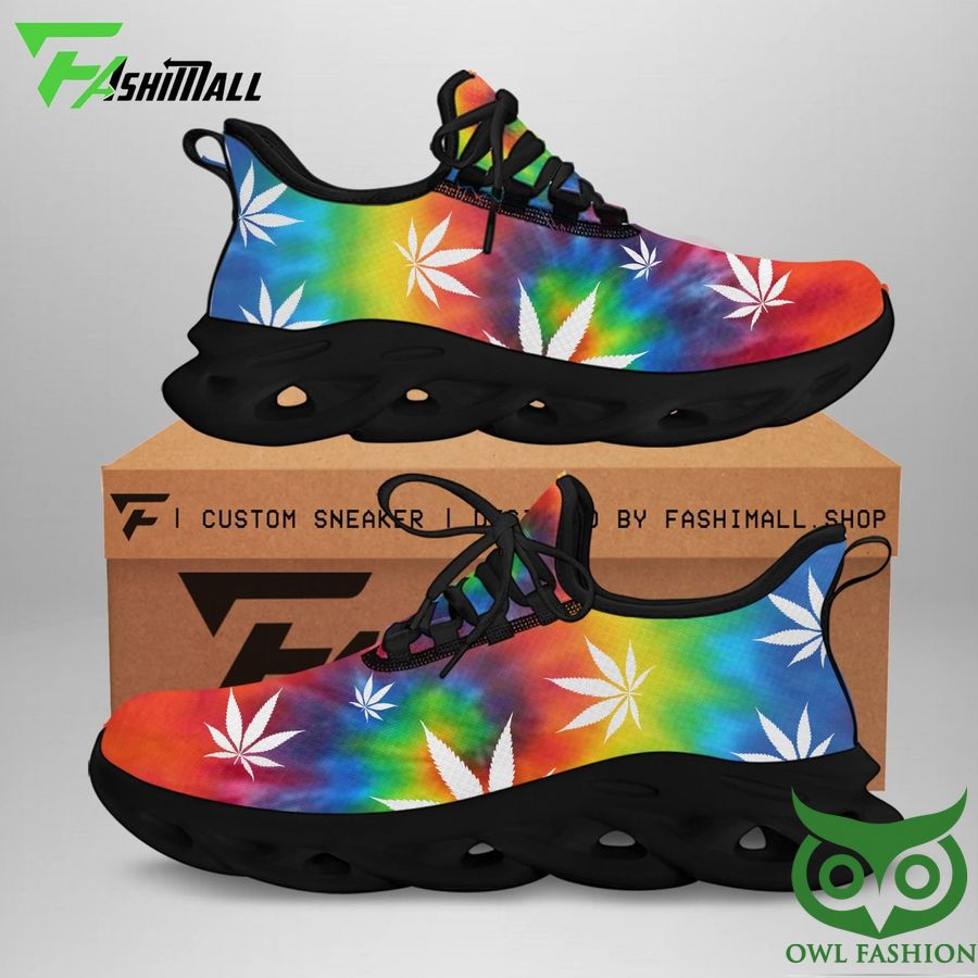 White Weed Leaf Rainbow Colorful Max Soul Sneaker