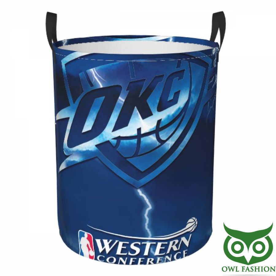 32 NBA Oklahoma City Thunder Circular Hamper Dark Blue Laundry Basket
