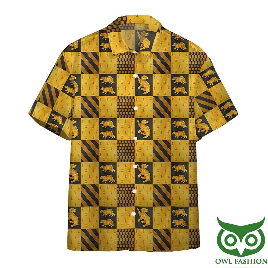 3D Harry Potter Hufflepuff House Check Pattern Hawaiian Shirt
