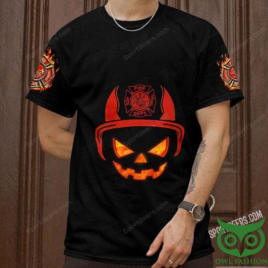 FIRE FLAG Halloween Pumpkin Orange Black 3D T-shirt