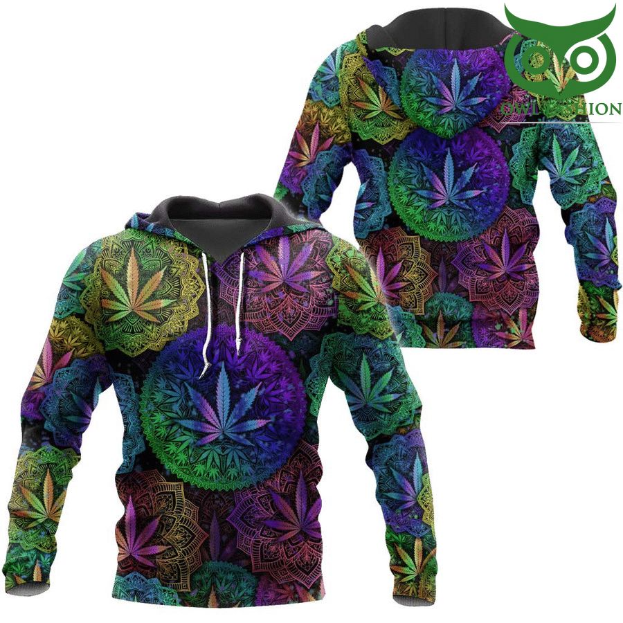 Weed cannabis Polynesian pattern purple 3D hoodie