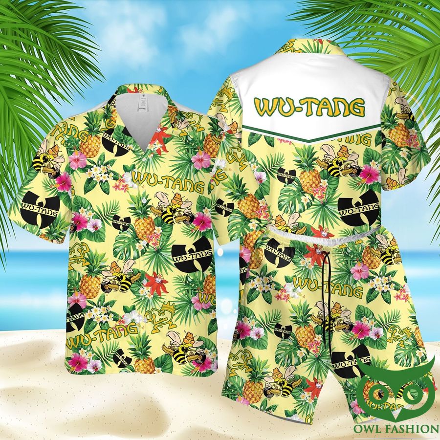 Wu-Tang Clan Summer Beige Green Hawaiian Shirt Shorts