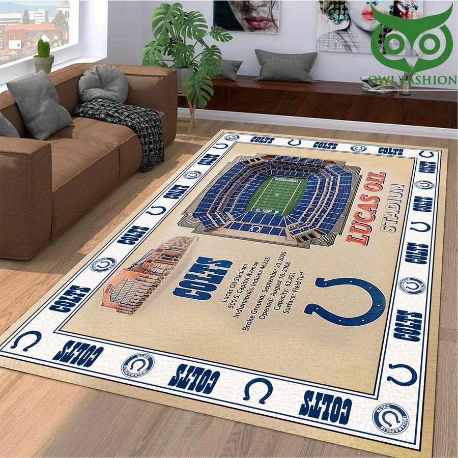 Fan Design Bordered Indianapolis Colts Stadium 3D View Area Rug
