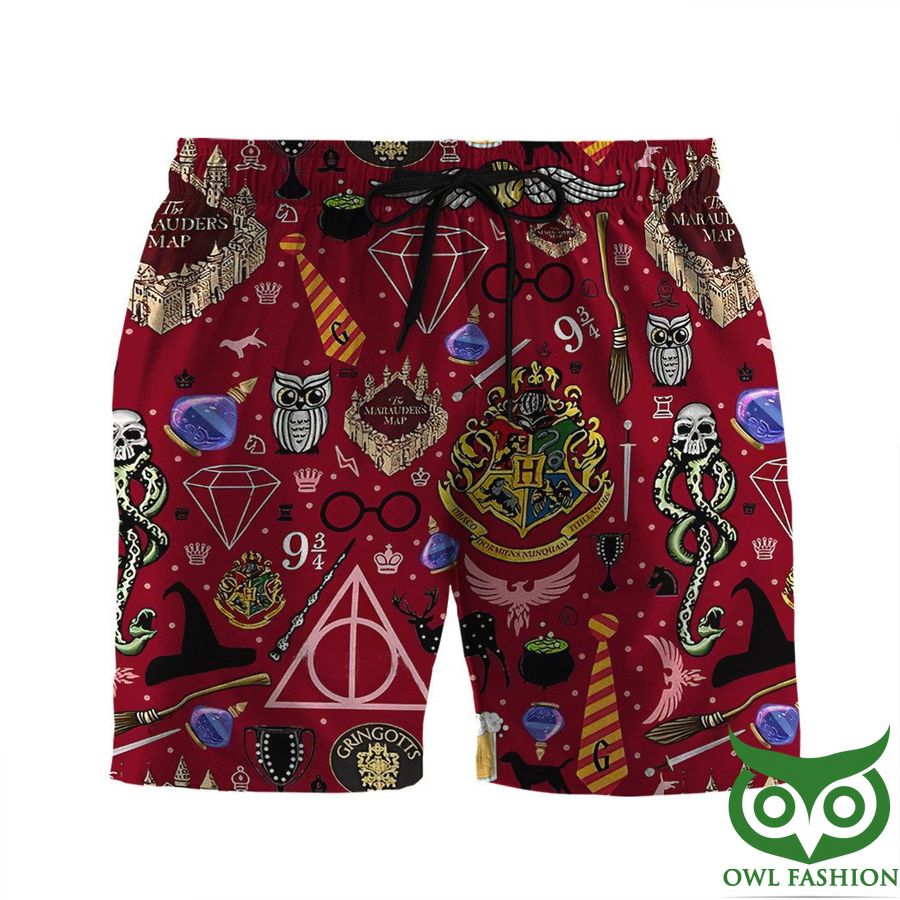 3D Harry Potter Red Symbols Men Shorts