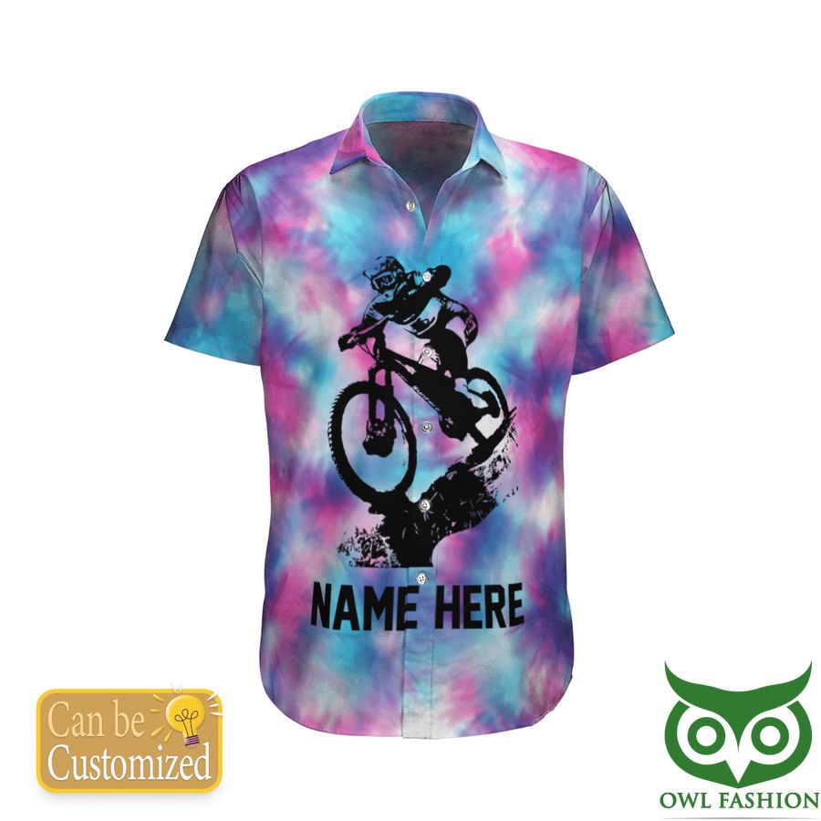 Customized Black Mountain Bike Gradient Hawaiian Shirt
