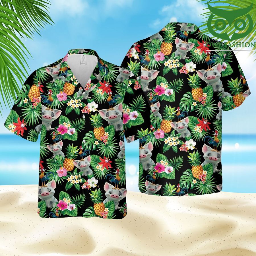 Moana animation Pig and Chicken Hawaii Style Hawaiian Shirt
