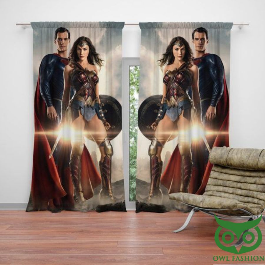 Superman And Wonder Woman Window Curtain