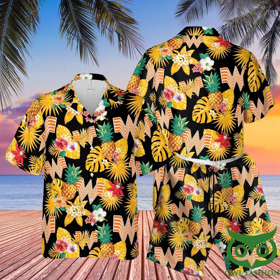 Whataburger Tropical Pineapple Hawaiian Shirt Shorts