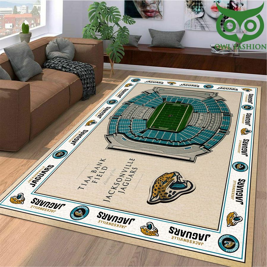 Fan Design Bordered Jacksonville Jaguars Stadium 3D View Area Rug