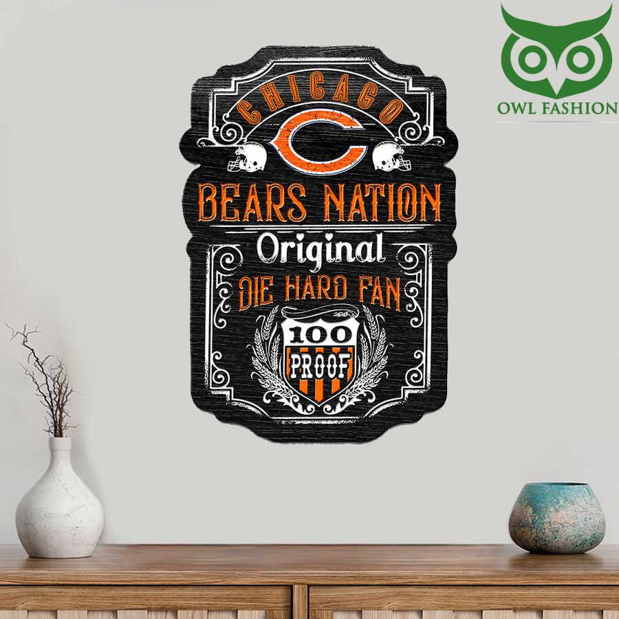Die Hard Fan Chicago Bears Nation 100 Proof Metal Cut Sign