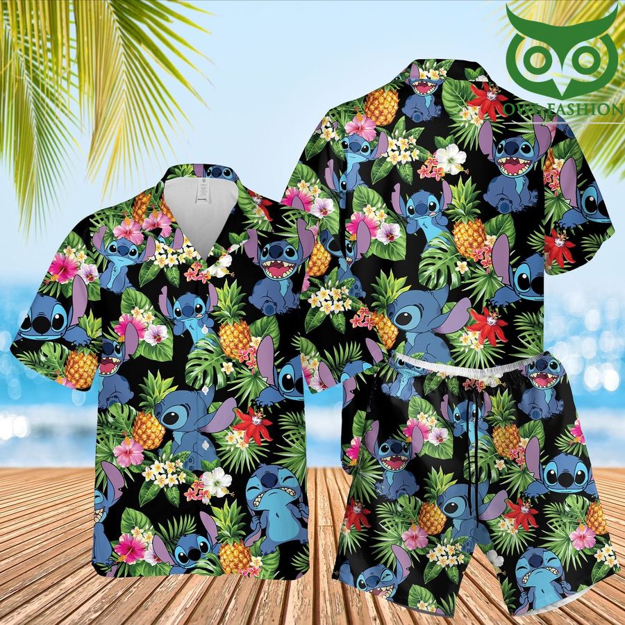 Stitch pineapple tropical 3D Hawaii Shirts Shorts summer