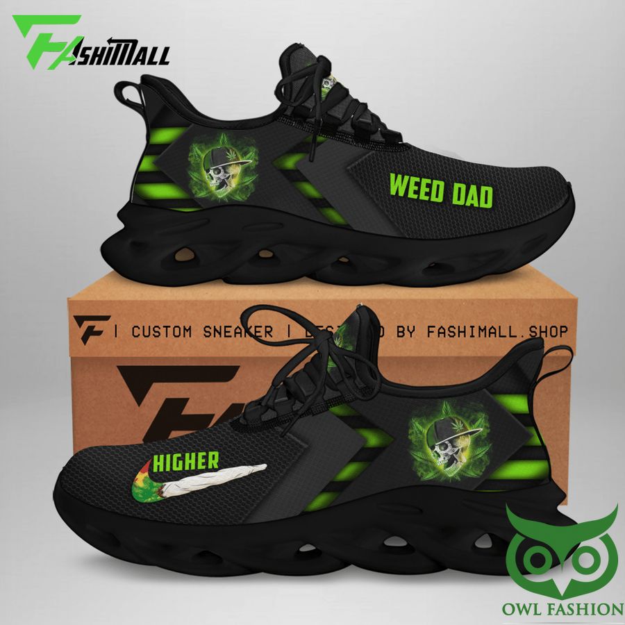 Weed Dad Bright Green Higher Nike Logo Max Soul Sneaker