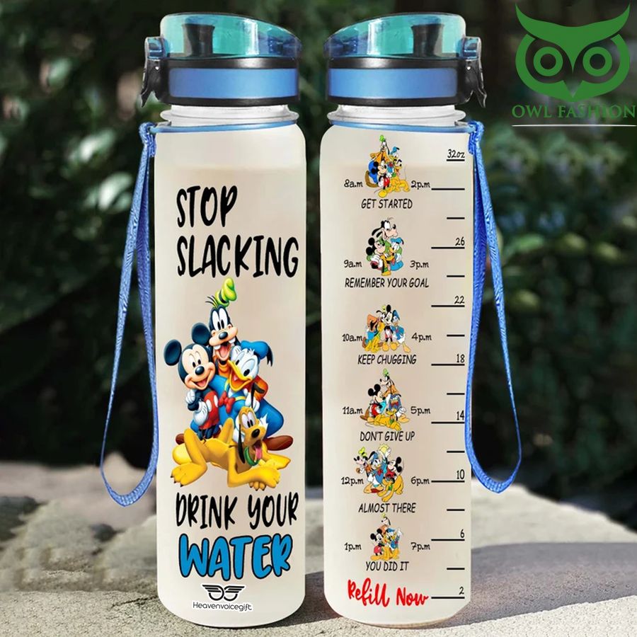 Mickey Donald Goofy stop slacking drink your water Disney water tracker bottle
