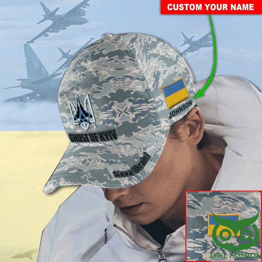 Personalized Ghost Of Kyiv Camo Classic Cap Slava Ukraini Camouflage Flag Merch