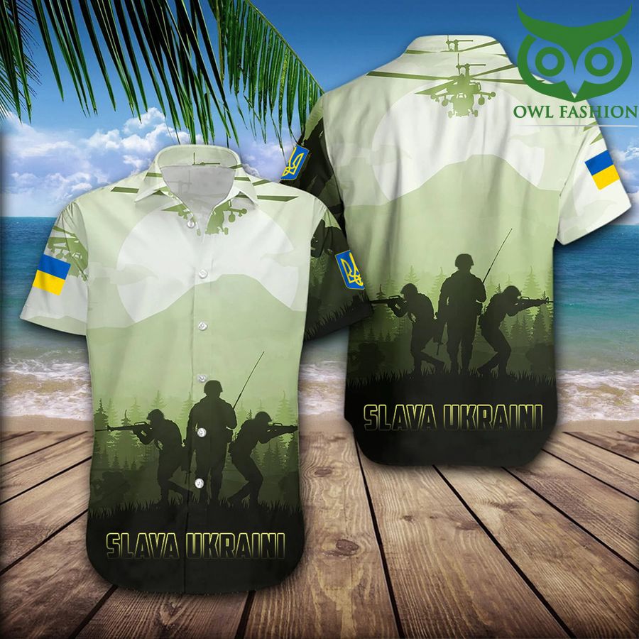 Slava Ukraini Hawaii Shirt Ukraine Military Support Pride Button Up Shirt Clothing