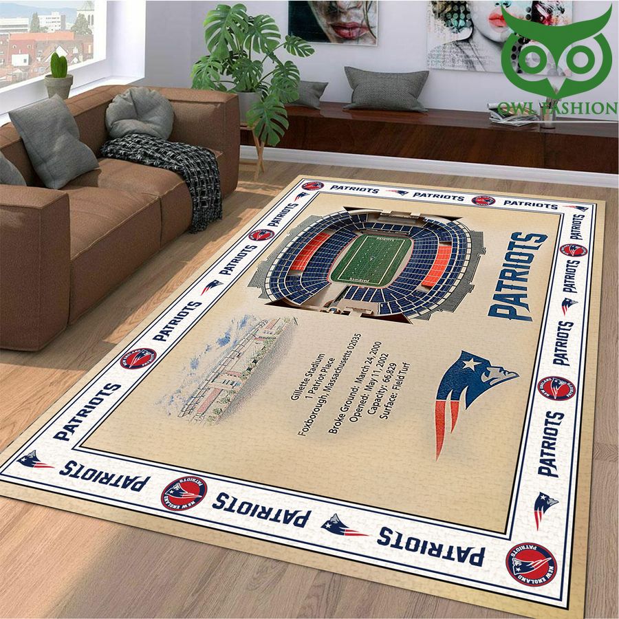 Fan Design Bordered New England Patriots Stadium 3D View Area Rug