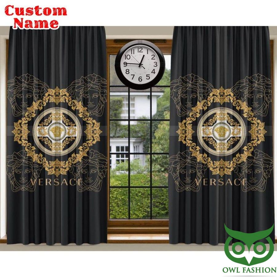 Customized Luxury Versace Medusa Head Black Window Curtain
