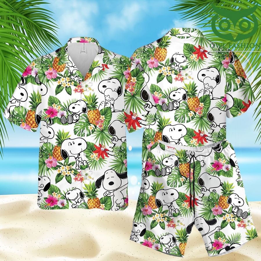 Snoopy dog cartoon 3D Hawaii Shirts Shorts summer