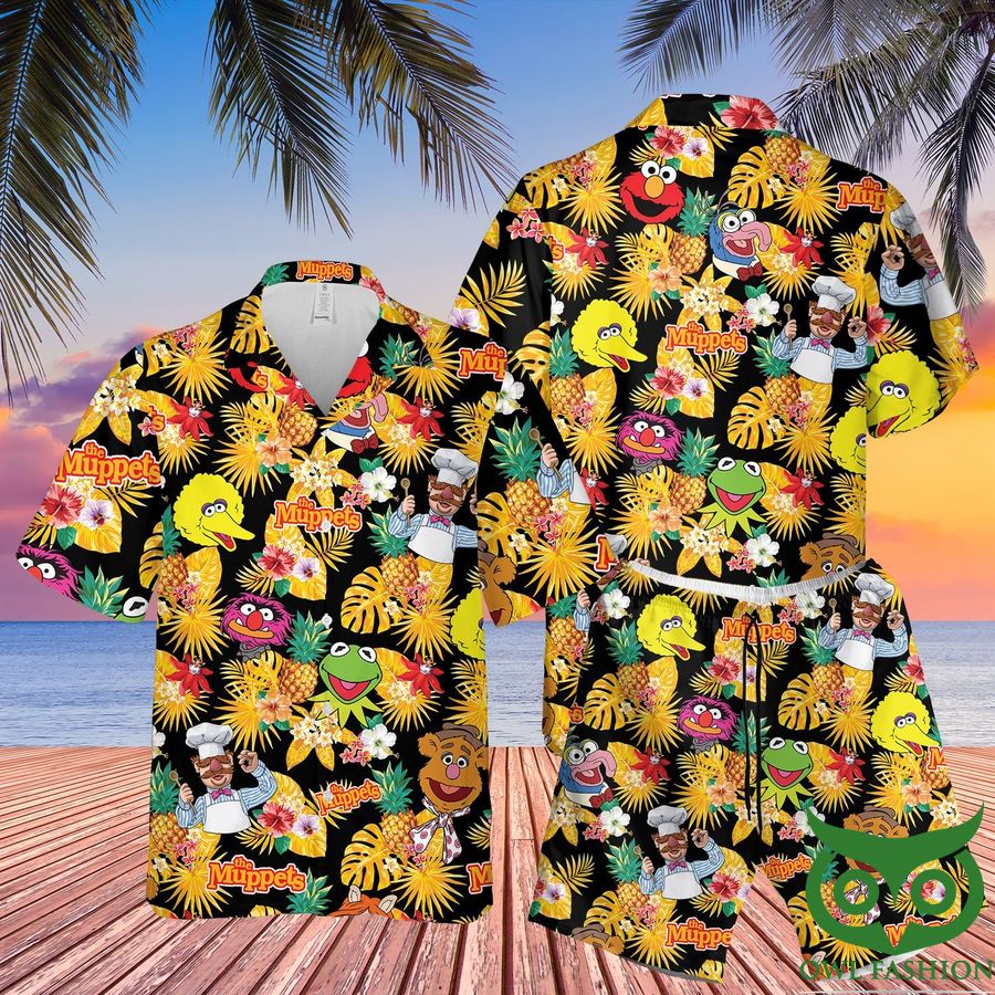 The Muppets Tropical Black Yellow Hawaiian Shirt Shorts