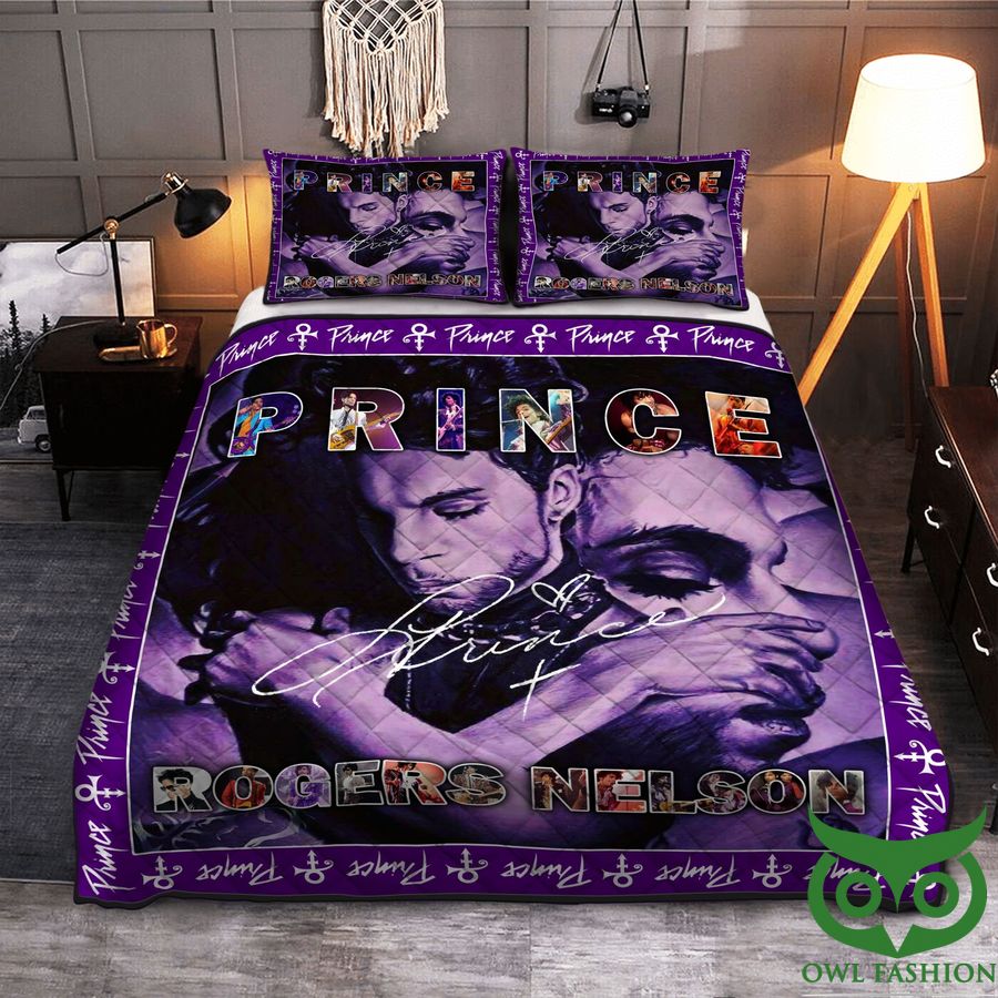 110 The Artist Prince Logo Image Purple Quilt Bedding Set