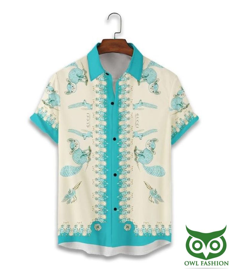 27 Limited Edition Gucci Tropical Blue Flowers Hawaiian Shirt Shorts