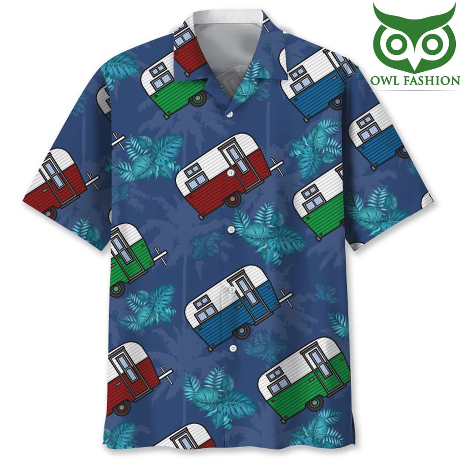 CAMPING trucks TROPICAL Hawaiian shirt