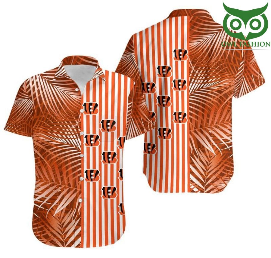 Cincinnati Bengals Palm Leaves And Stripes NFL Hawaii Shirt