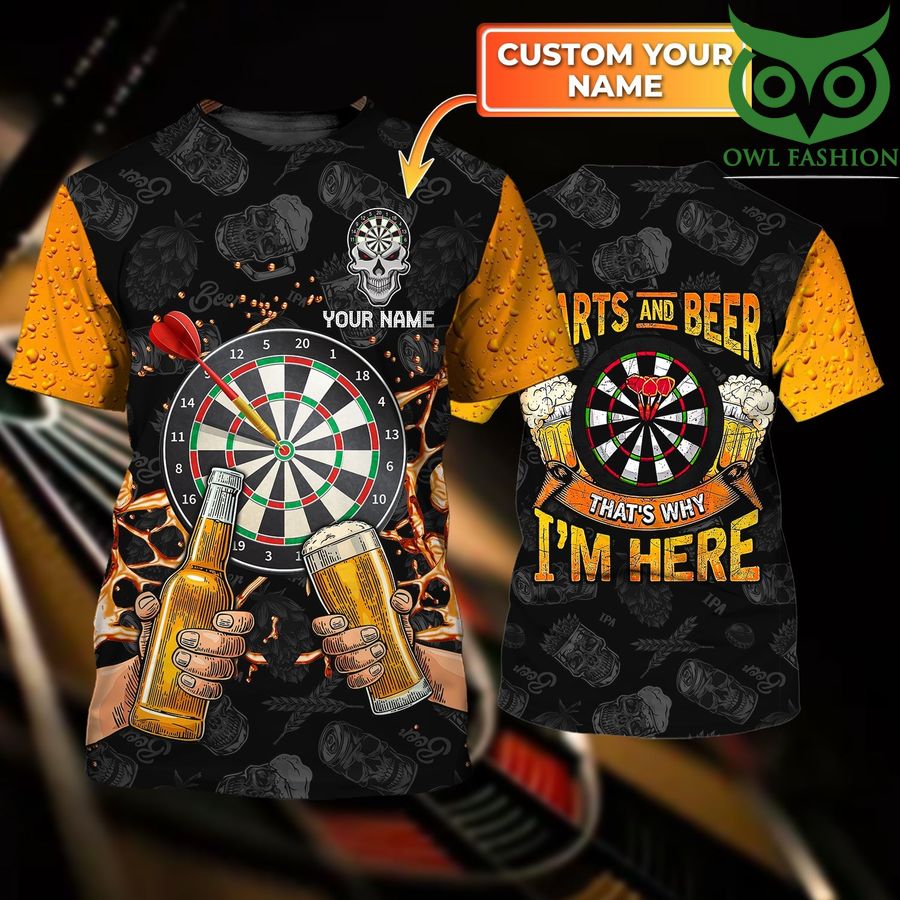 Darts And Beer Personalized Name 3D Tshirt