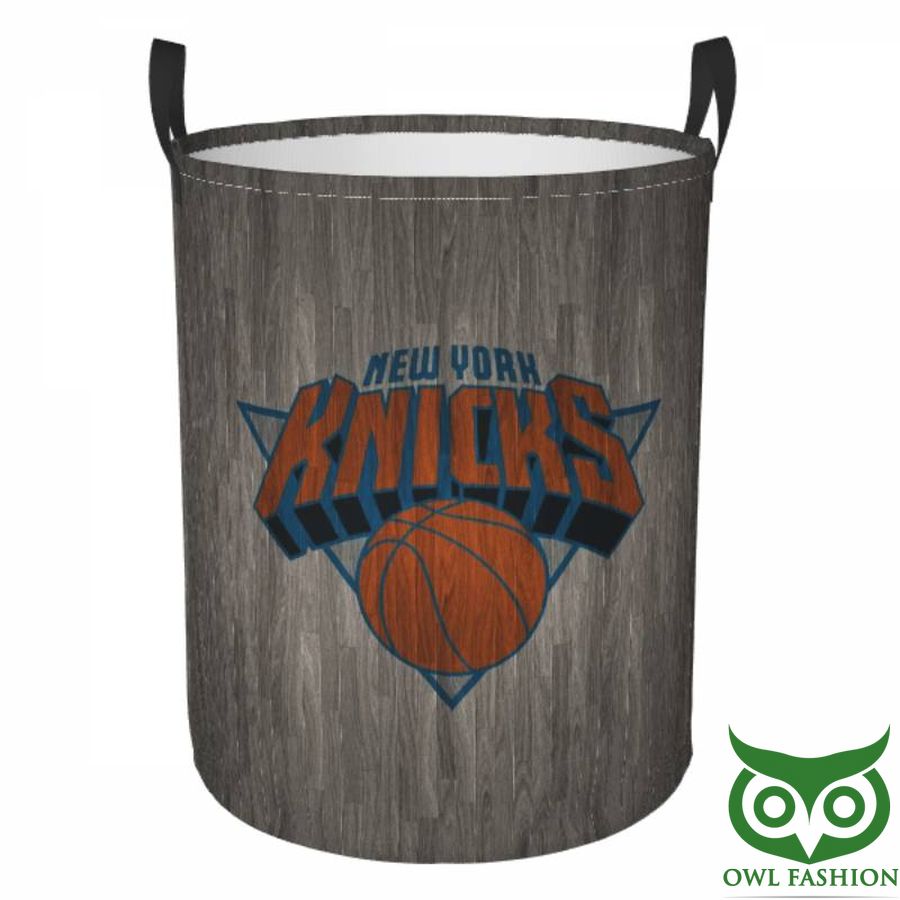 NBA New York Knicks Circular Hamper Gray Wooden Laundry Basket