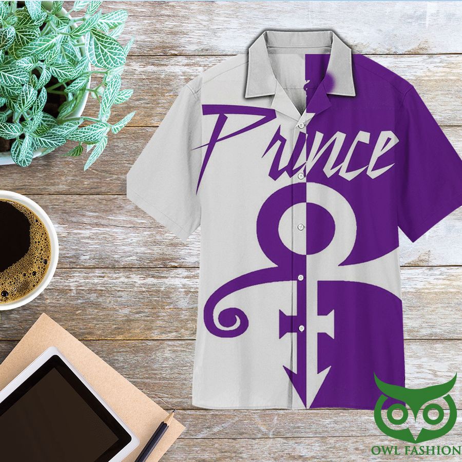 The Artist Prince Half Purple Half White Hawaiian Shirt