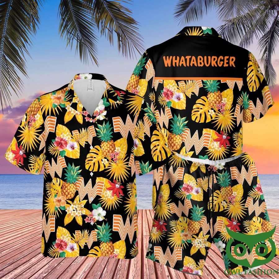Whataburger Black Summer Hawaiian Shirt Shorts