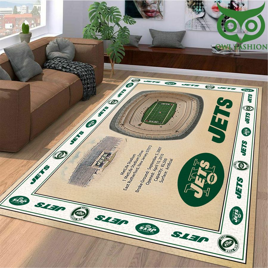 Fan Design Bordered New York Jets Stadium 3D View Area Rug