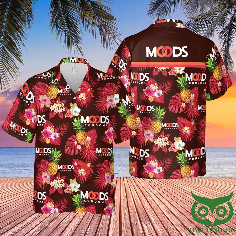 Moods Condoms Red and Brown Hawaiian Shirt
