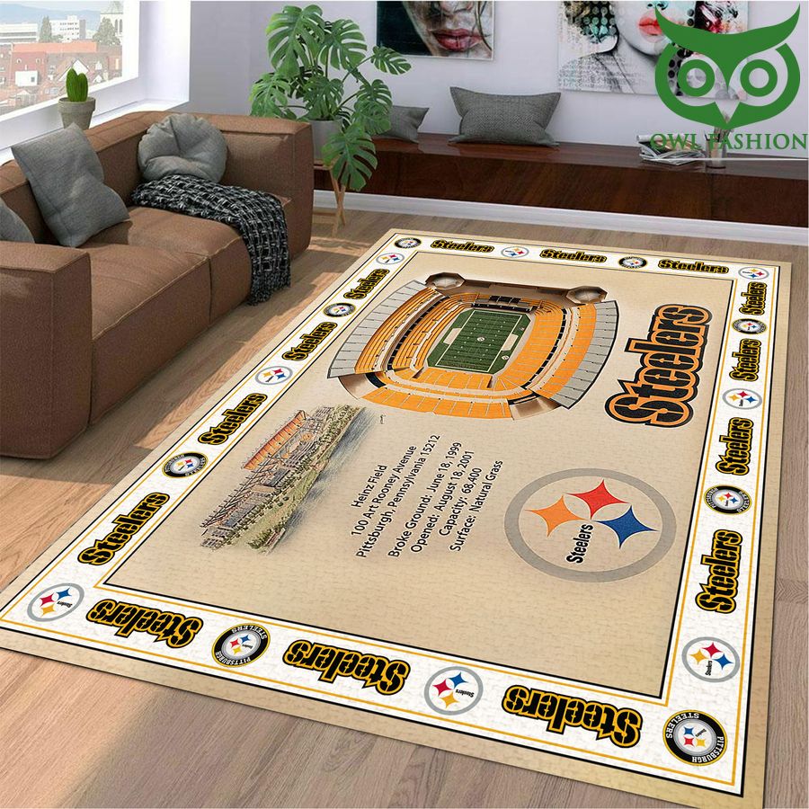 Fan Design Bordered Pittsburgh Steelers Stadium 3D View Area Rug