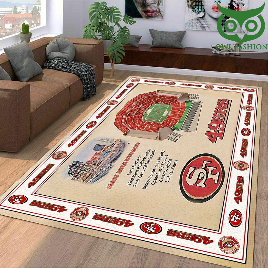 Fan Design Bordered San Francisco 49ers Stadium 3D View Area Rug