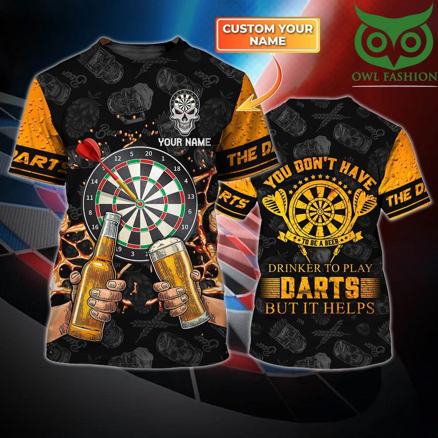 Darts And Beer drinkers to play Personalized Name 3D T-Shirt