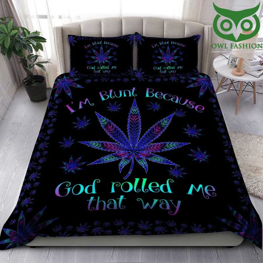 Weed cannabis purple line God rolled me that way Bedding Set