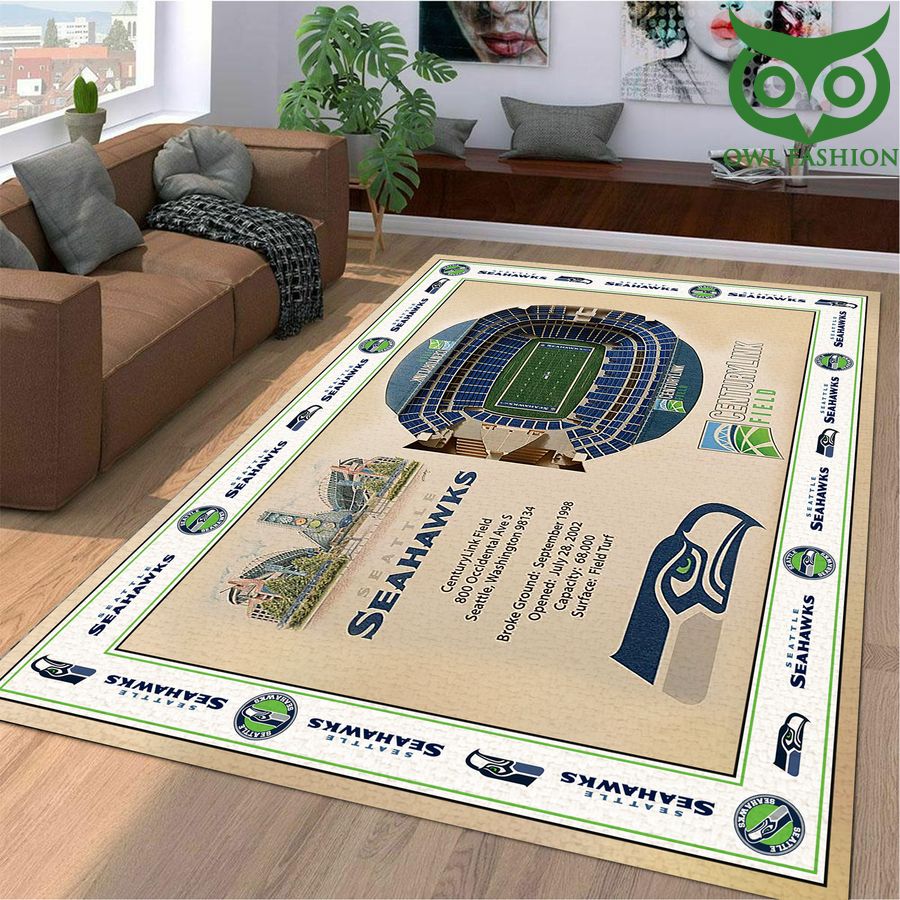 Fan Design Bordered Seattle Seahawks Stadium 3D View Area Rug