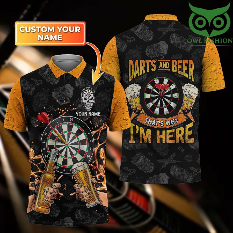 Darts And Beer that's why I'm here Personalized Name 3D Polo shirt 