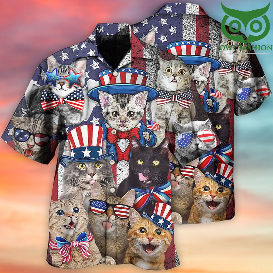 34 Cats love independence day style Hawaiian Shirt