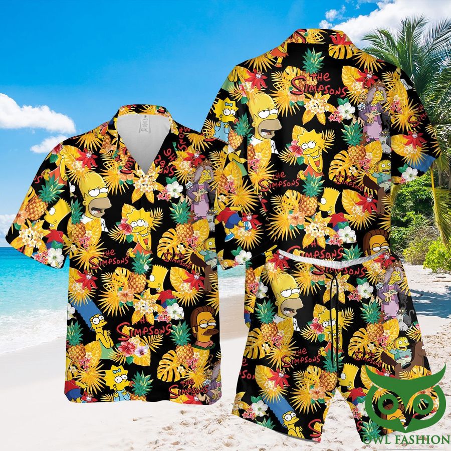 The Simpsons Tropical Pineapple Hawaiian Shirt Shorts