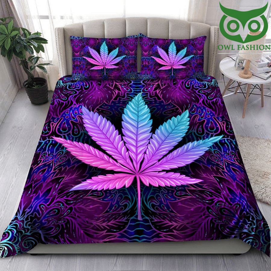 Weed cannabis purple Polynesian style Bedding Set