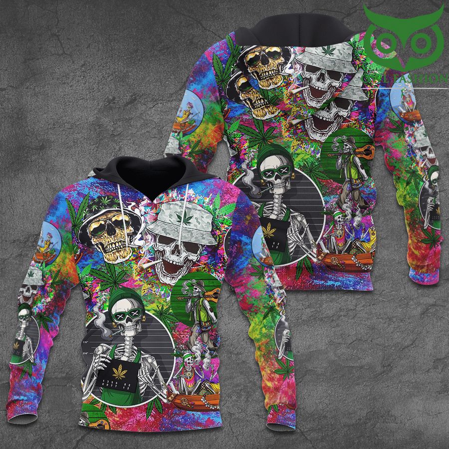 Weed skulls smoke graffity pattern 3D hoodie